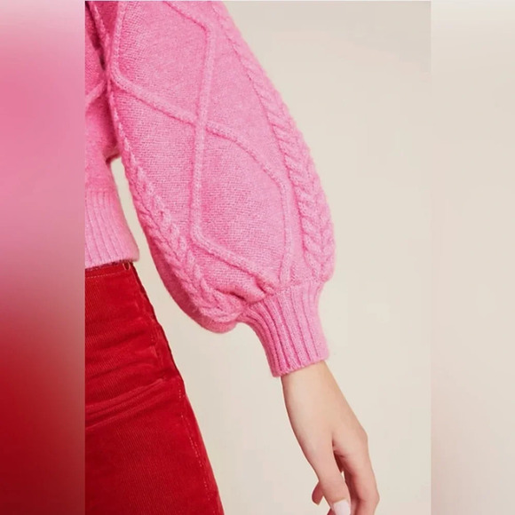 Line and Dot Cable Knit Pink Sweater EUC Like New Size Small - Picture 3 of 9